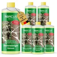 ABACUS Steinreiniger Extrem, Flechtenentferner, Steinreiniger Intensiv außen Grünbelagentferner (Entfernt sofort Algen, Schmutz, Grünbelag und Flechten, [- 6x1000ml Steinreiniger Extrem mit Sofortwirkung)