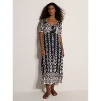 Apricot Midikleid Midi-Kleid mit Schmetterlingsbordüre . Schleife
