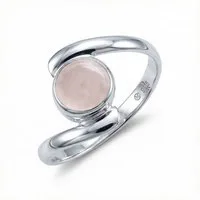mantraroma Silberring SAMAYA aus 925 Silber mit Rosenquarz (Ring mit Schmuckbeutel), Damenring aus 925er Silber