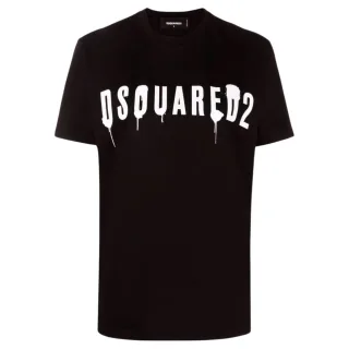 Dsquared2 Dripping Spray Logo Schwarzes T-shirt