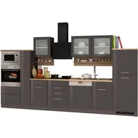 KOCHSTATION Küchenzeile KS-Mailand, Breite 370 cm, mit E-Geräten, MDF Fronten