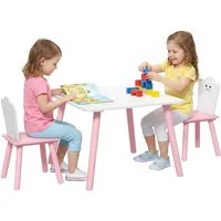 AIYAPLAY Kindersitzgruppe Kindertisch mit 2 Stühlen, (Set, 3-tlg., 1 Tisch, 2 Stühle), abgerundete Kanten