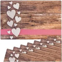 matches21 HOME & HOBBY Platzset Abwaschbare Tischsets 8er Set Landhaus-Stil Herzen, (8-St), Platzsets als Tisch-Untersetzer und Tisch-Deko für Esstisch Teller