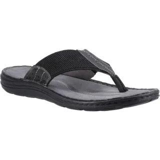Hush Puppies Alan Toepost Leder Herren Schwarz Flip-Flops