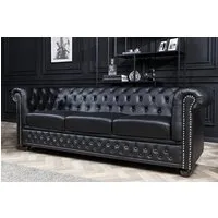 riess-ambiente 3-Sitzer CHESTERFIELD 205cm schwarz - Holz, Nietenbesatz, Federkern, klassisch, Einzelartikel 1 Teile, Klassisches Sofa - ideal für Wohn- und Schlafzimmer oder Loungebereich