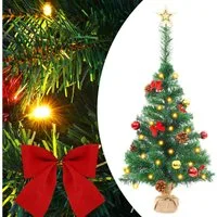 vidaXL Künstlicher Weihnachtsbaum Künstlicher Weihnachtsbaum mit Beleuchtung & Kugeln Grün 64 cm