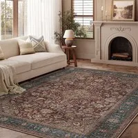 PURECOZY Teppich Kurzflor, Vintage Boho Teppich, rutschfest und pflegeleicht, rechteckig, Höhe: 6.1 mm, geeignet für verschiedene Innenräume, 60×90 cm
