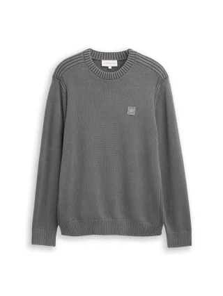 Tom Tailor - Strickpullover im Washed-Look aus Baumwolle classic dark grey - Gr. - S