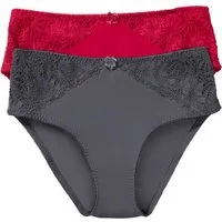 bonprix Maxislip (Packung, 2-St) über die Hüfte geführt, mit floraler Spitze auf der Vorderseite