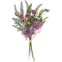 Kunstblume Kunstblumen-Strauß Protea Zinnien Lavendel, I.GE.A., Höhe 50 cm, Bouquet Blumensträuße Dekoblume Blumen Grabdeko
