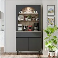 Roomart Küchenregal VENEDIK Küchenschrank 90 cm, Buffet, Schublade in 4 Farben, mit Beleuchtung, offene Nische, Schublade, Einlegeböden in 4 Farben