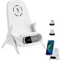 ibettertec 2026 Wireless Charger Handyhalterung, Kabelloses Ladegerät mit Induktions-Ladegerät (Verstellbarem Standfuß, Qi Fast Charging Ladestation mit USB-C, mit Micro-USB Adapter für iPhone Samsung Huawei, magnetisches kabelloses Laden)