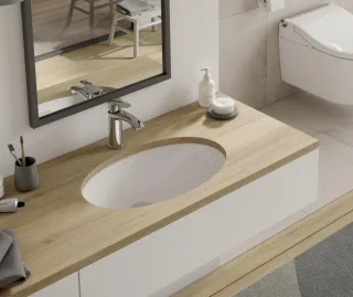 TOTO Unterbauwaschtisch WU, rund, 60 cm, ohne Hahnloch, mit Überlauf LW1506JUYWFW