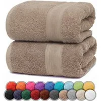 NatureMark Duschtücher 2er-Set Frottier Duschtücher 70x140cm, 100% Baumwolle (2-St), Premium Qualität, DUSCHTUCH, Dusch-Handtuch, 70x140cm, Sand