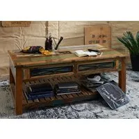 Massivmoebel24 Couchtisch Couchtisch Altholz 140x80x55 mehrfarbig lackiert NATURE OF SPIRIT #108