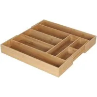 relaxdays Besteckkasten Ausziehbarer Besteckkasten aus Bambus