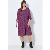 Ulla Popken Jerseykleid Midikleid Herzen A-Linie Rundhals 3/4-Arm