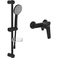 Villeroy & Boch Duscharmatur Oasis Duschset Armatur, Handbrause, Schlauch, Duschstange, Halter, Matt Black