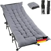 kehot Klappbett Campingbett Feldbett Klappbar 188x64x49 cm, mit 4 cm Polsterauflage (Faltbare Relaxliege aus Oxford-Gewebe,stabilem Stahlgeerüst,Tragetasche, Verstellbare Rückenlehne, Einfach zu Montieren, bis 250 kg belastbar) geeignet für Outdoor, 