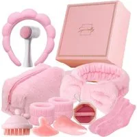 HOMELIVE Gesichtsbürstenaufsatz Hautpflege Set, Gesichtspflege für Damen mit Gua Sha, Geschenk für Geburtstag oder Weihnachten, Geschenkbox