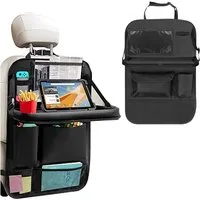 Mutig Auto-Rückenlehnentasche 2 Stück Auto Rückenlehnenschutz Organizer mit Klapptisch (Autositz Organizer Große Rückenlehnenschutz Auto Kinder cleaning car, upgrade faltbares tablet, Auto Aufbewahrungstasche, Tablet Aufbewahrung), mit Klapptisch,Tab