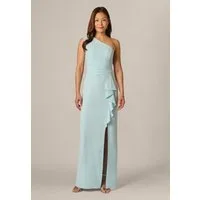 Adrianna Papell Abendkleid Side Ruffle Crepe Column Gown Elegantes und figurbetontes ärmelloses Abendkleid