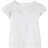vertbaudet Kurzarmshirt Mädchen T-Shirt mit Volantärmeln und Lochstickerei