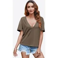 Imily Bela T-Shirt Damen Freizeit Kurzarmtop (Packung, 1-tlg., 1per-Pack) Einfarbig