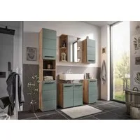 moebel-dich-auf Badmöbel-Set Vail, (Set 1, 5-St., Hochschrank, Spiegelschrank, Wbu, Hängeschrank, Kommode)