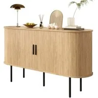 Merax Sideboard in Holzoptik, Schrank Wohnzimmerschrank Anrichte (1 St), Kommode mit Rolltüren, Stauraum und Metallbeinen, 140x40x78cm