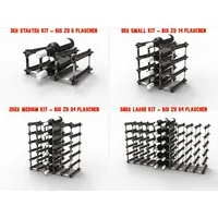 NOOK Flaschenregal erweiterbar stapelbar modulares Stecksystem Sets bis zu 6–60 Flaschen, Set-Typen des NOOK-Weinregals reichen vom Starter Kit für 6 Flaschen bis zum Large Kit für 60 Flaschen, Australisches Design / Platzsparend & vielseitig / Optim