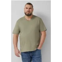 s.Oliver Kurzarmshirt T-Shirt Baumwoll-T-Shirt mit Logo-Print und V-Neck