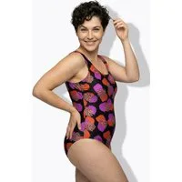 Ulla Popken Badeanzug Badeanzug Leomuster ohne Softcups Rundhals