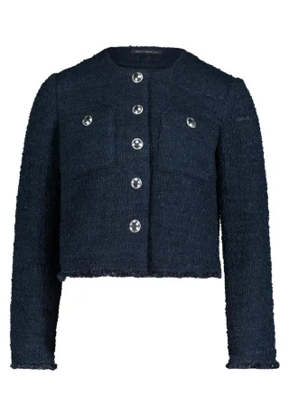 Betty Barclay - Strukturierter Kurzblazer mit Rundhalsausschnitt blau - Gr. - 38