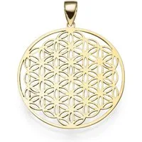 Schmuck Krone Kettenanhänger Anhänger Lebensblume mit Ornament 24,5mm, 585 Gelbgold, Gold 585