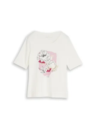 Tom Tailor - T-Shirt mit Print whisper white - Gr. - XXXL