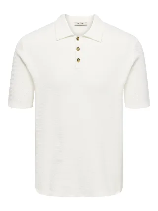 ONLY&SONS - ONSERIC REG 12 STRUC SS POLO KNIT Cloud Dancer - Gr. - S