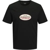 Jack & Jones Rundhalsshirt Jack&Jones XXLT-Shirt Print JORCATSKILLS schwarz
