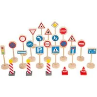 Small Foot Spiel-Verkehrszeichen Verkehrsschilder-Set (packung, 25-tlg), realitätsnah gestaltetes Design