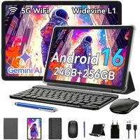 KINGRID 10" Android 15 Tablet (10.1", 256 GB, Android 15, Android 15, Gemini Al Magic, mit Stift/Maus/Tastatur)