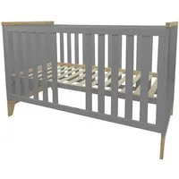 Puckdaddy GmbH Babybett Ida (140x70cm) in Grau, mit herausnehmbaren Sprossen, grau und natur