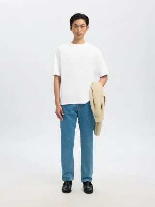 selected men - SLMLOOSEOSCAR SS O-NECK TEE NOOS Weiß - Gr. - L