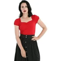 Hell Bunny Shirttop Mia Rot Vintage Retro Rockabilly Oberteil