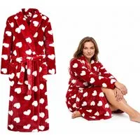 Rungassi Damenbademantel GAUBERT Damen Bademantel aus Coral Fleece Herzmuster und Schalkragen, 100 % Polyester