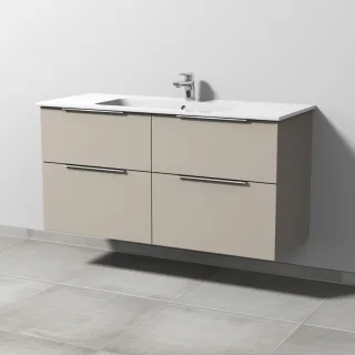Sanipa 3way Waschtischunterbau zu Duravit ME by Starck Waschtisch mit 4 Auszügen, Kaschmir-Matt UP7271U