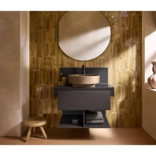 Duravit Balcoon Konsole BA90630IAIA0000 80 x 55 x 37 cm, 1 Ausschnitt, Becken Mitte, Lava Struktur, Mineralverbundstoff