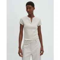 someday Kurzarmshirt Kleoh detail mit V-Ausschnitt Stehkragen, schmale Silhouette für cleanen Look