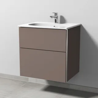 Sanipa 3way Waschtischunterbau zu Geberit Acanto Slim Waschtisch mit 2 Auszügen, Taupe-Matt BP4101T