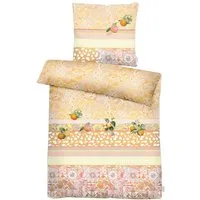 APELT Bettwäsche Aurora, Satin (Bio-Baumwolle), Paisley Design mit Streifen und Orangen