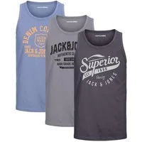 Jack & Jones Tanktop Bequemes Slimfit Shirt mit Printdruck (3er-Pack) mit Print